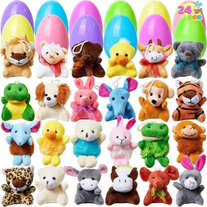 12/24/36 Pcs Prefilled Easter Eggs, Filled with Plush Animal Toys